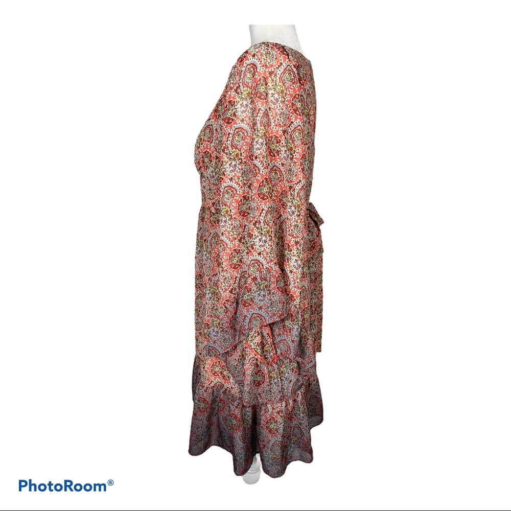 Betsey Johnson Pink Paisley Boho Mini Dress Flutter Sleeve Cottagecore 4 - Picture 6 of 9